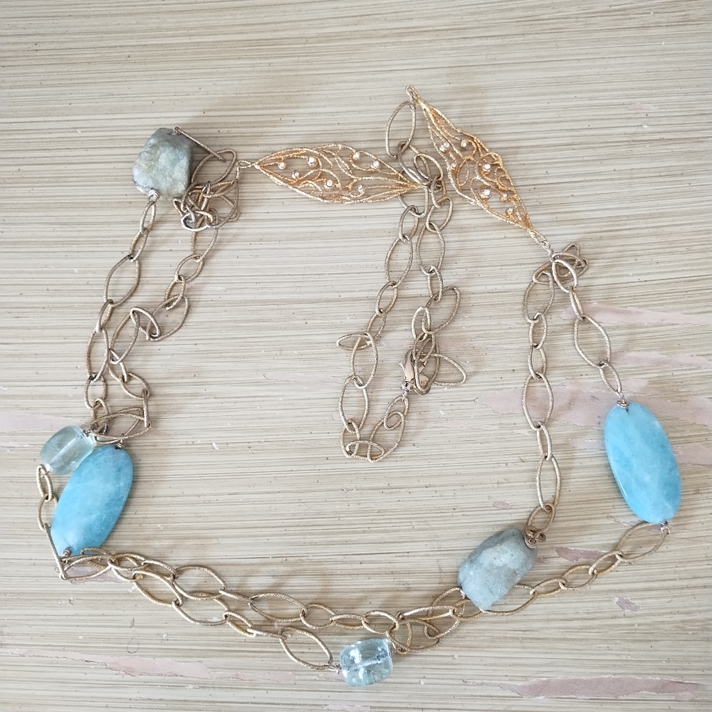 ALEXIS BITTAR Gold Toned Semi Precious Gem Necklace